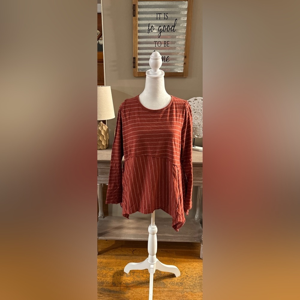 Easel Stripped Asymmetrical Top - Picture 1 of 9